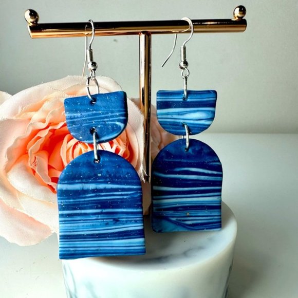 Marble design Light weight dangle statement Hand made Gorgeous earrings - Picture 5 of 12